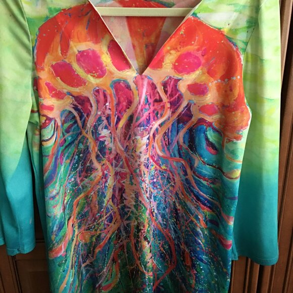 Colorful beach/swim cover up, sz M by Leoma Lovegrove - Picture 4 of 7
